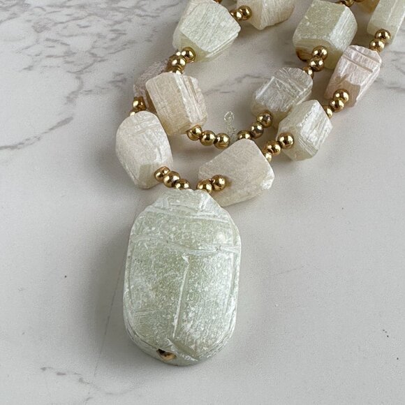 Carved Scarab Jade Necklace - Picture 8 of 9